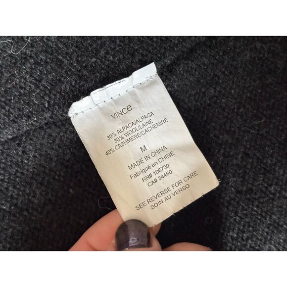 Vince Open Front Hooded Cardigan Medium M Wool Alpaca Cashmere Charcoal Gray Gre - Picture 6 of 6